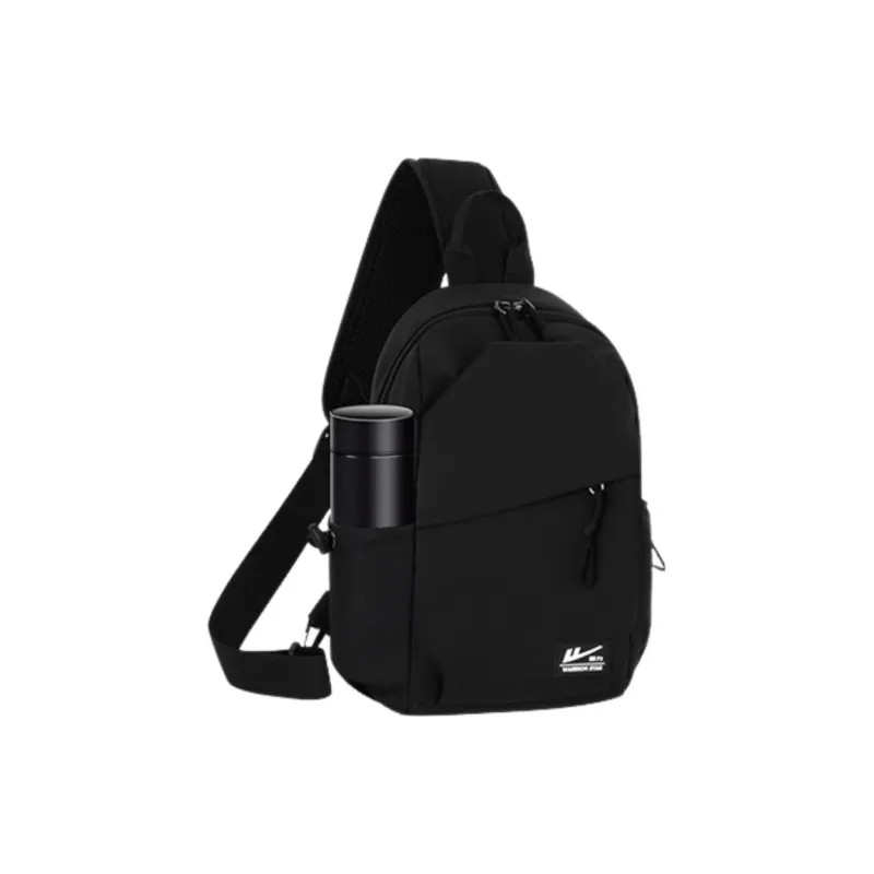 Warrior Nylon Fabric One Shoulder Sling Bag Unisex Urban Techwear Black-0