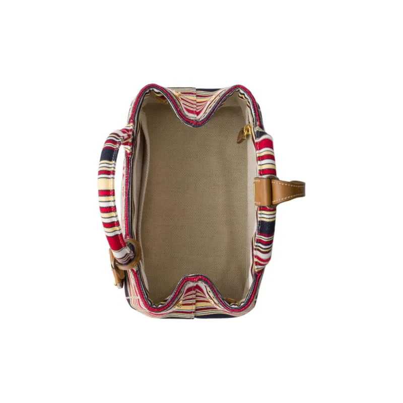 PRADA Cotton One Shoulder Handbag Mini Women's Red & Yellow-3