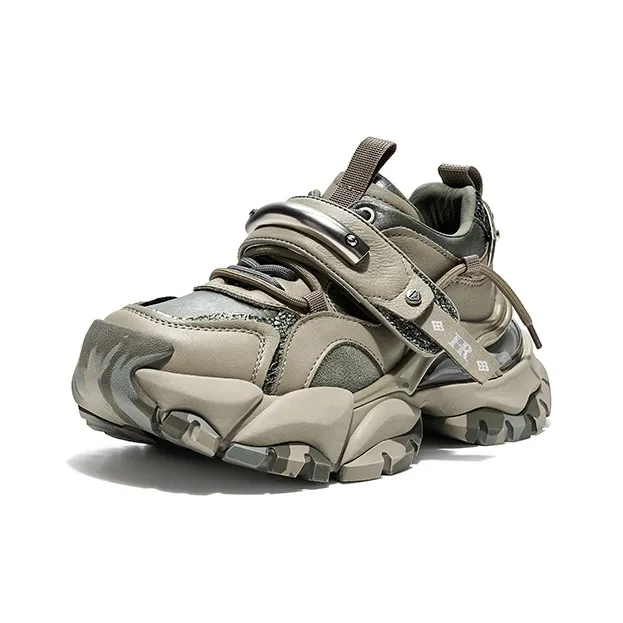 HR Slip Resistant Low Top Chunky Sneakers Women's Gray Green-1