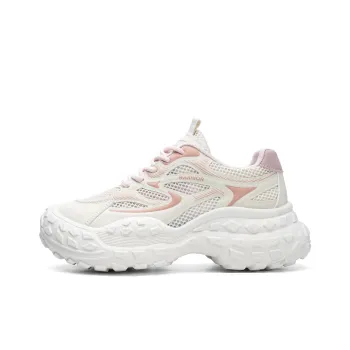 Warrior Breathable And Slip Resistant Low Top Chunky Sneakers Women's Beige Pink