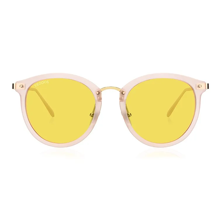 VEGOOS TR/Memory Plastic Metal Round Sunglasses Women's-7