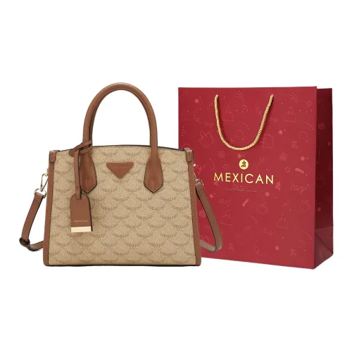 MEXICAN Polyurethane Shoulder Bag, Crossbody Bag, Handbag Regular Women's Burnt Tea Brown/Champagne/Almond White