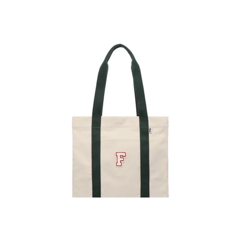 FILA Cotton Tote Bag, Shopping Bag, Handbag, Shoulder Bag Unisex Khaki & Black-4