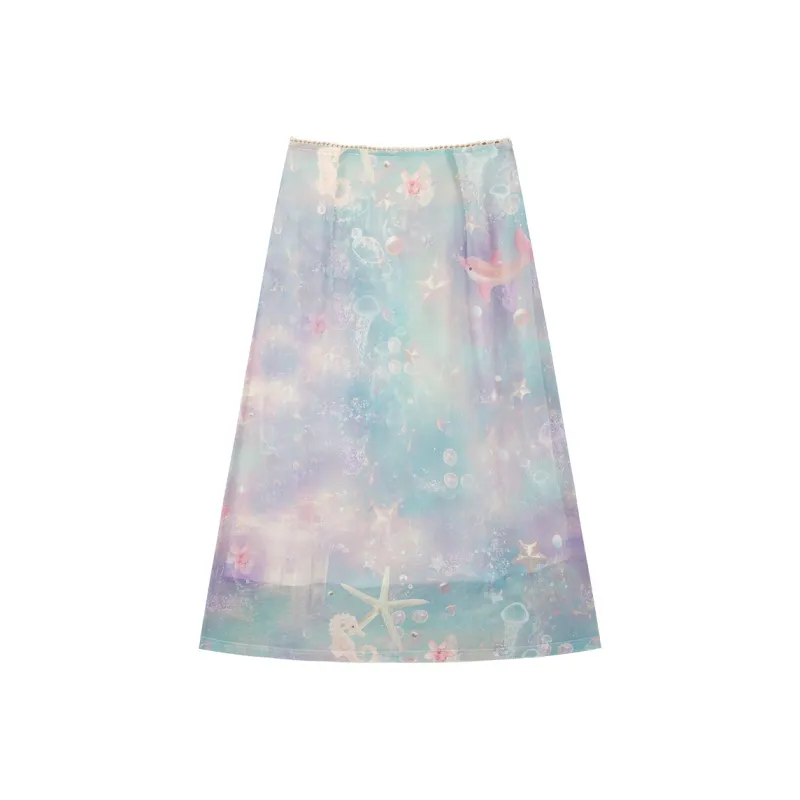 EPTISON WOMAN Casual Long Skirts Women's Starry Sea Blue-1