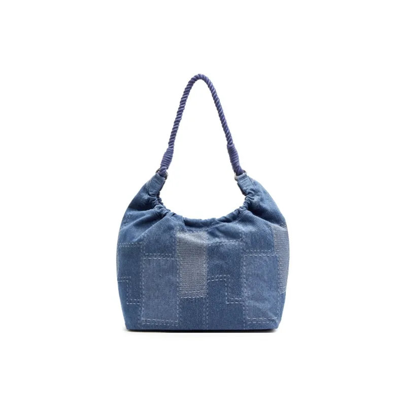 Champion Fabric Shoulder Bag Women's Medium Blue Denim/Silver White/Black-3