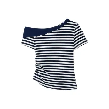 YGPRW T Shirts Women's Blue White Stripes