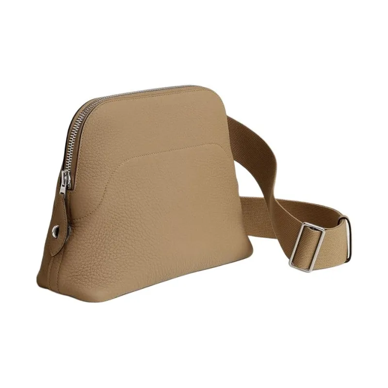 HERMES Bolide Togo Calfskin Crossbody Bag Unisex 1C Poussiere Dusty Brown/Cardamom Green-1