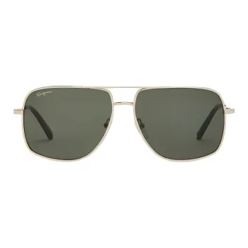 FERRAGAMO Acetate Metal Aviator Sunglasses Men's Brown