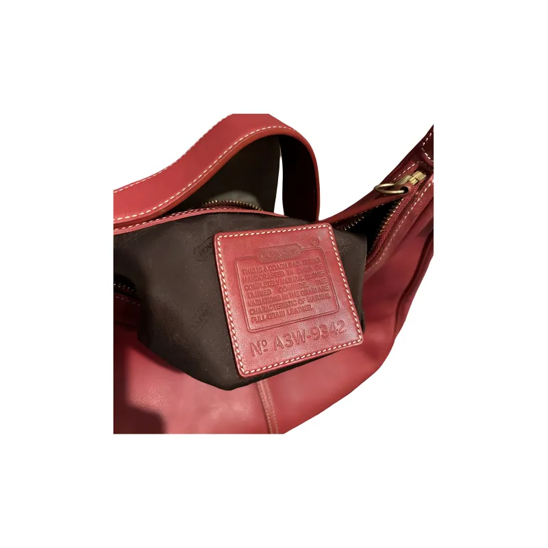 COACH Hobo Leather Shoulder Bag, Handbag, Shoulder Bag Women's Red-3