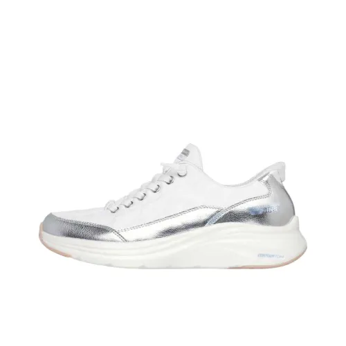 Skechers Contour Form Low Top Casual Shoes Women's White Silver