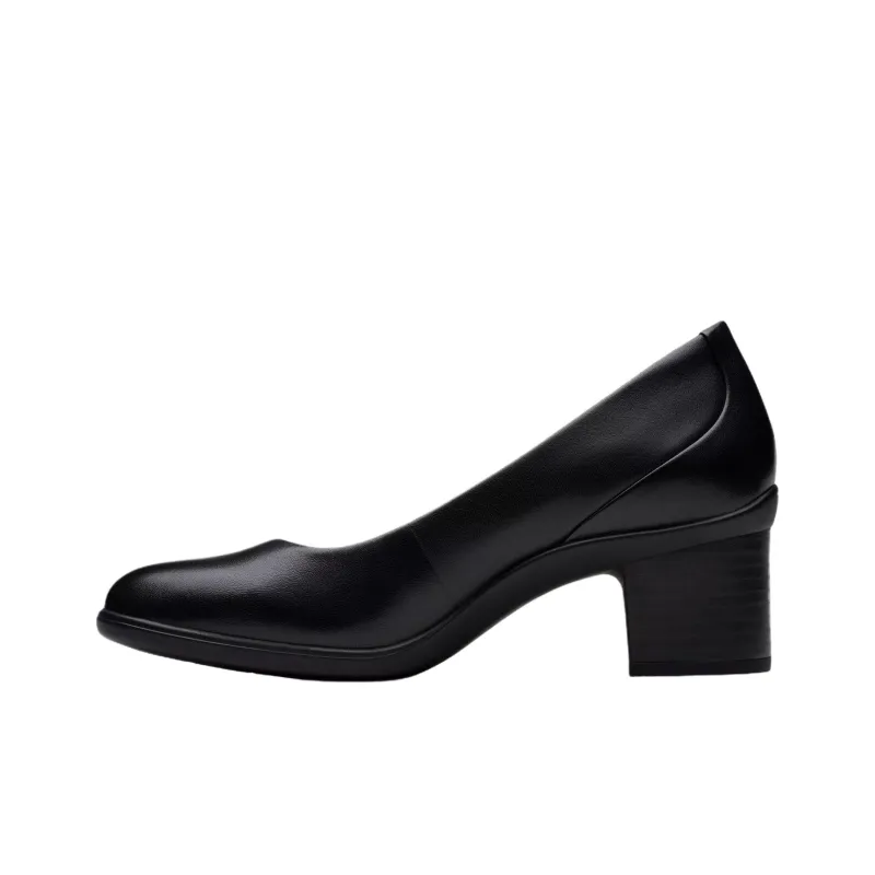 Clarks Shaya Poppy Chunky Heel High Heels 5.5cm Women's Black-1