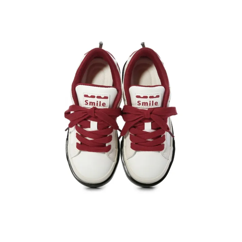 The New Age Family Low Top Skateboard Shoes Women's White Red-2