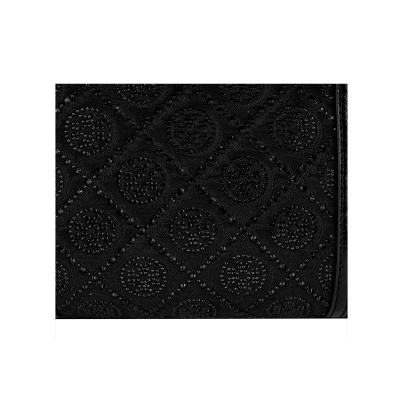 TORY BURCH T Monogram Fabric Handbag Shoulder Bag Small Size Women's Black-4