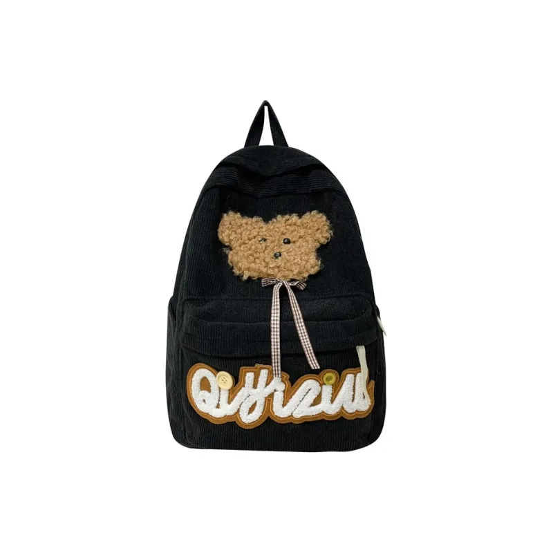 SURELAPTOP Corduroy Backpack Unisex White/Black-5