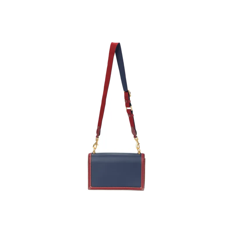 TORY BURCH T Monogram Cow Leather Box Bag Shoulder Bag Crossbody Bag Women's Blue Red Multicolor-2