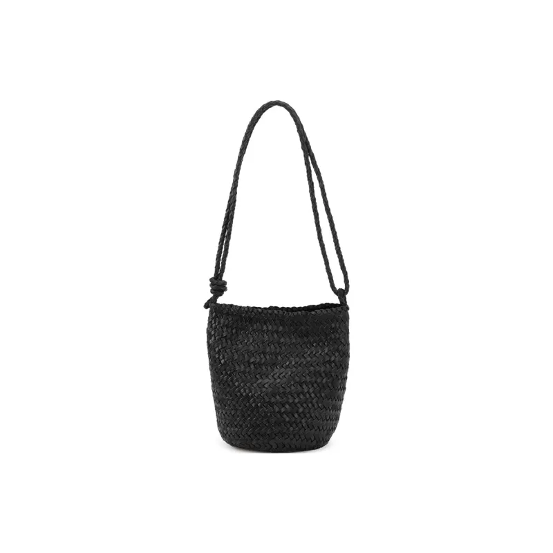 VENOF Cow Leather Shoulder Bag Trumpets Women's Natural Brown/Twilight Black/Ochre Coffee-7