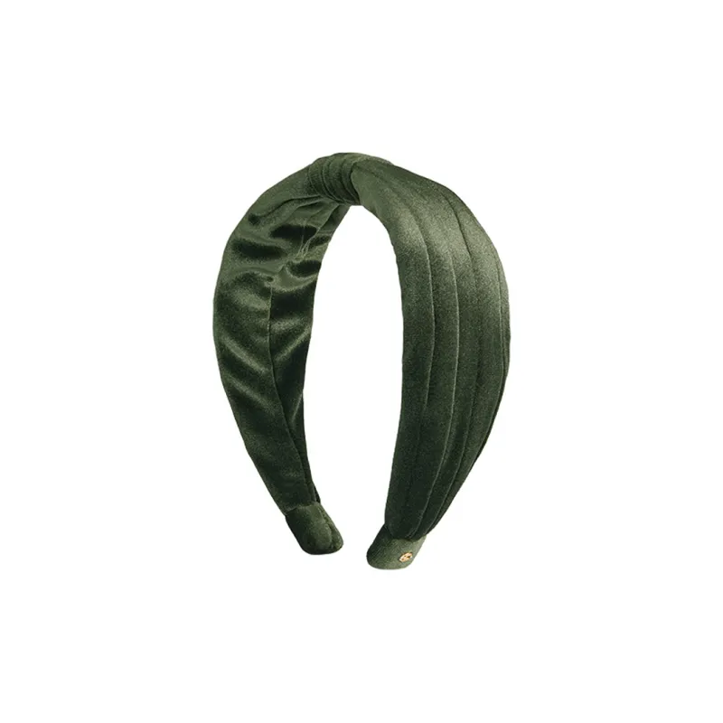 EVITA PERONI Velour Headbands Women's Olive Green-0