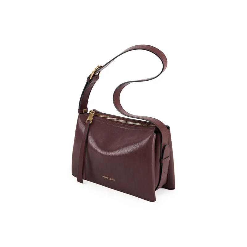 PIERRE CARDIN Top Grain Cow Leather Shoulder Bag, Crossbody Bag Regular Women's Black/Burgundy/Khaki-4