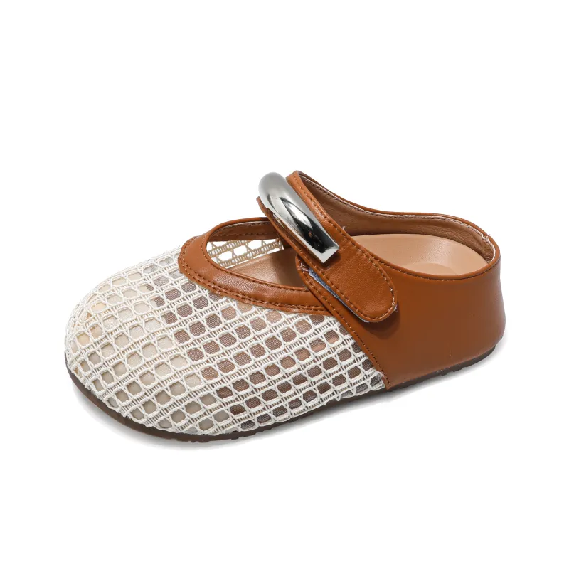 Be Good Rubber Sole Stitching Metal Leather Patchwork Abrasion Resistant Slip Resistant Closed Toe Slippers Women's-7