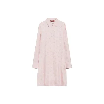 MaxMara Rufo Collection Printed Silk Twill Dress Long-Sleeved Dresses Women's Pink