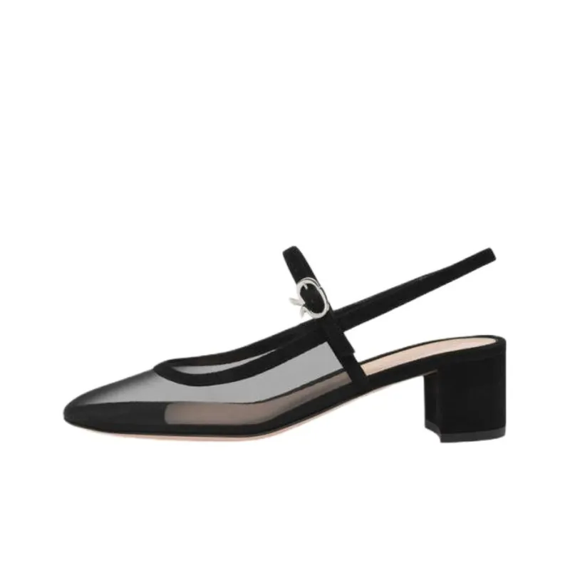 GIANVITO ROSSI Francoise Chunky Heel High Heels 4.5cm Women's Black-0