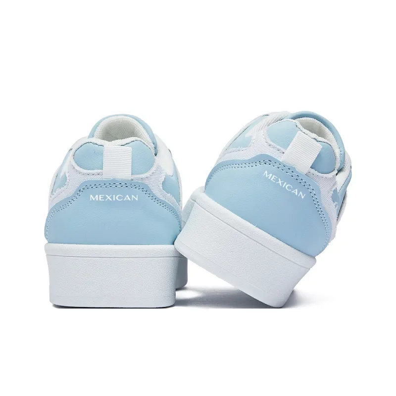 MEXICAN Slip Resistant, Abrasion Resistant, Lightweight, Breathable Low Top Skateboard Shoes Women's Blue White-3