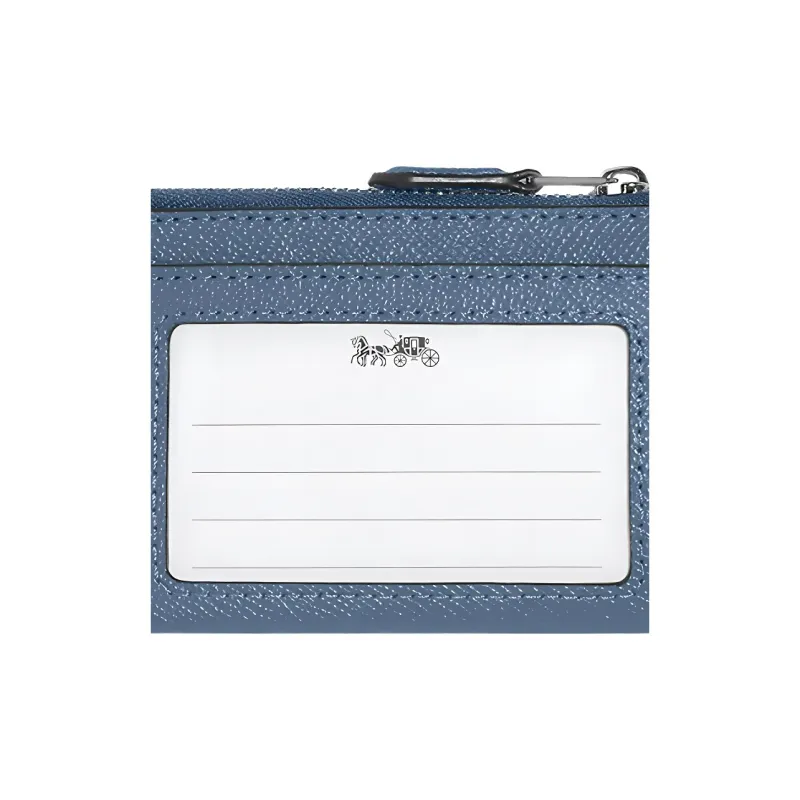 COACH Mini Id Skinny Cross-Stitch Leather Document Wallet Card Holders Mini Women's Indigo-3