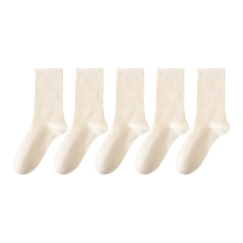 MIANWUQI Mid Calf Socks Women's 5 Pack-4