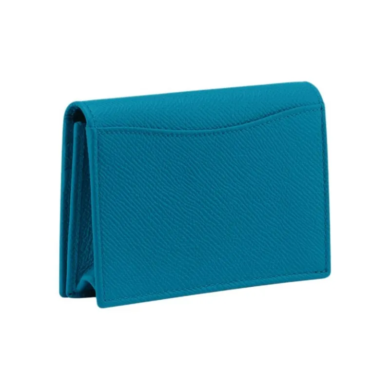 BVLGARI Calfskin Card Holder Men's Laguna Blue-1