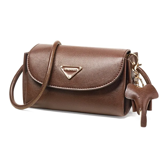 Joy&Mario Synthetic Leather Crossbody Bag Women's Ecru/Coffee-6