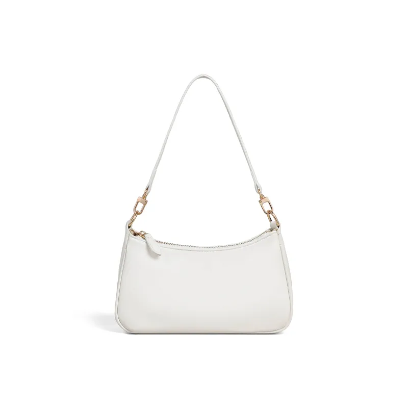 PT'SON Synthetic Leather Baguette Bag Shoulder Bag Regular Women's White-5