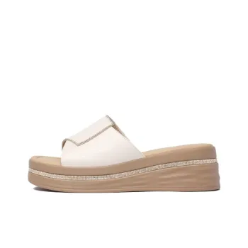 JOSINY Slip Resistant Abrasion Resistant Slide Slippers Women's Ecru
