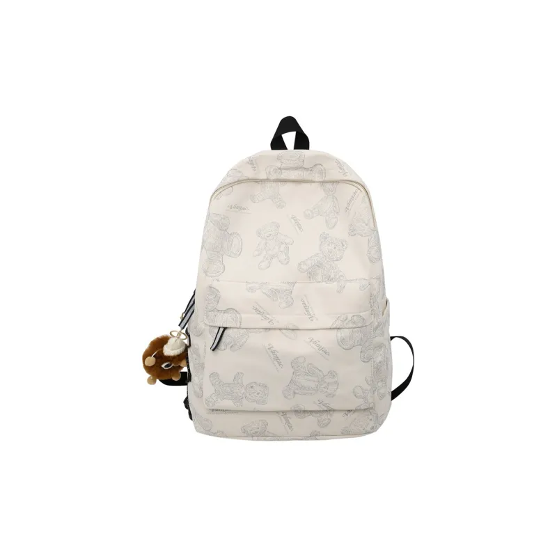 Kaka Tree Nylon Backpack Unisex Black/White-4