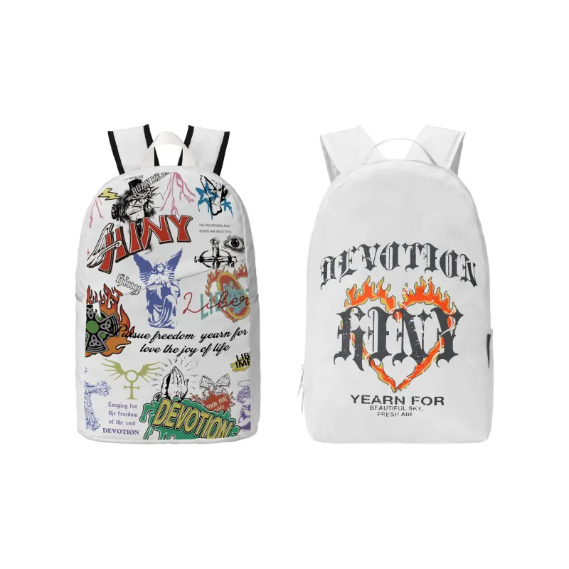 HINY Polyester Student Backpack Regular Unisex White-37