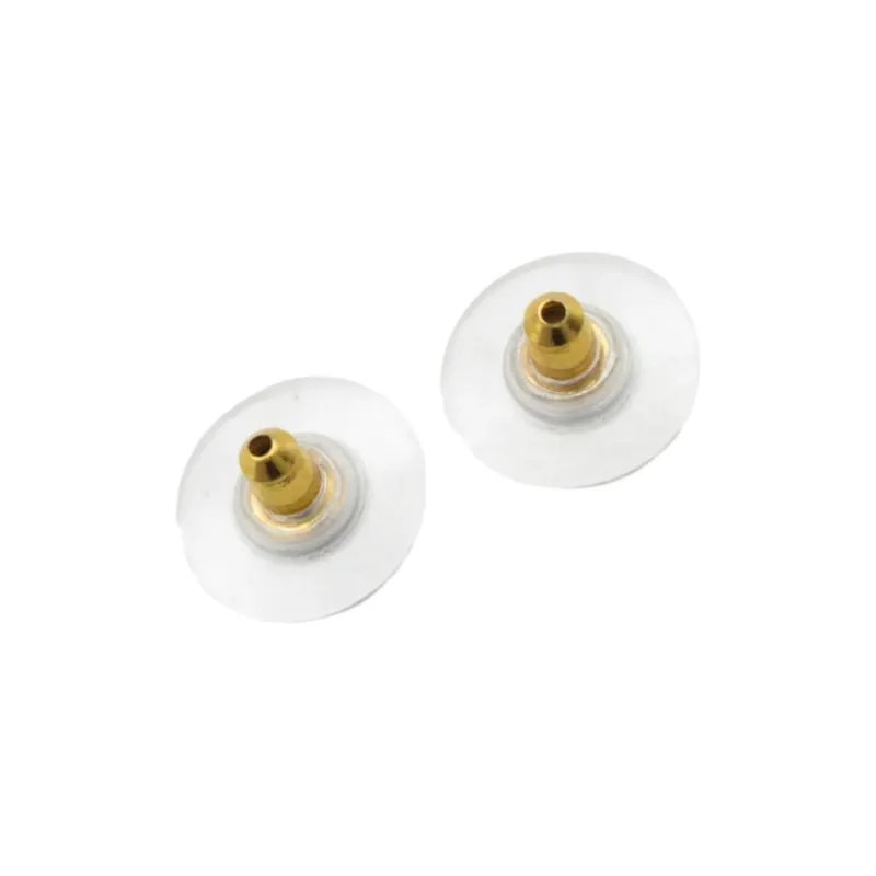 CHANEL Gold Plated Earrings Unisex Black-5