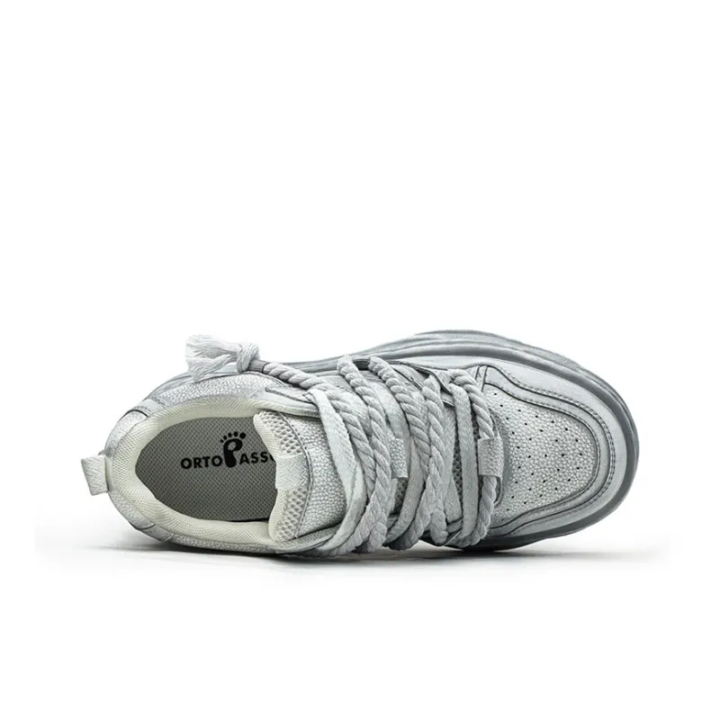 Hip Speed Abrasion Resistant Height Increasing Low Top Casual Shoes Unisex White-6