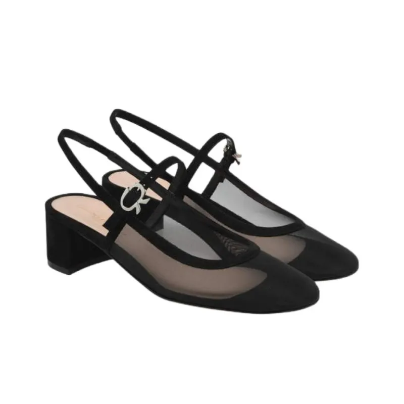 GIANVITO ROSSI Francoise Chunky Heel High Heels 4.5cm Women's Black-2