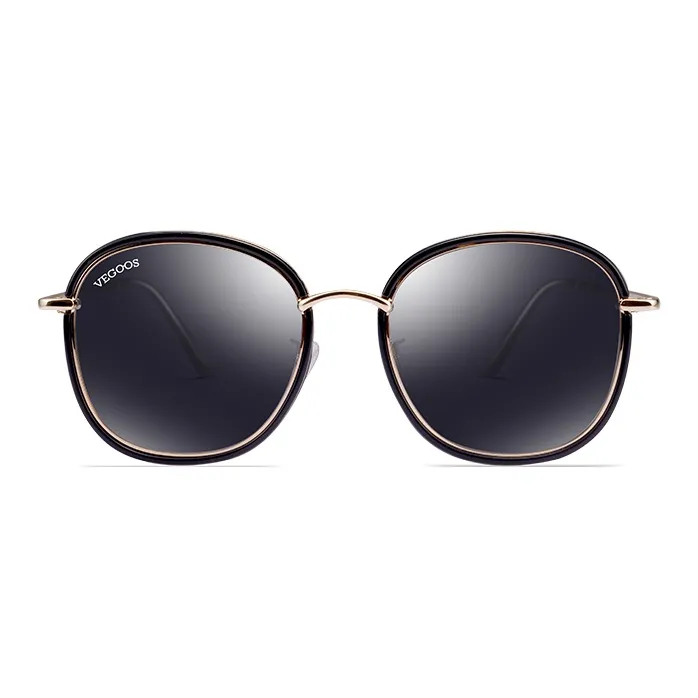 VEGOOS TR/Memory Plastic Metal Oval Sunglasses Women's-1