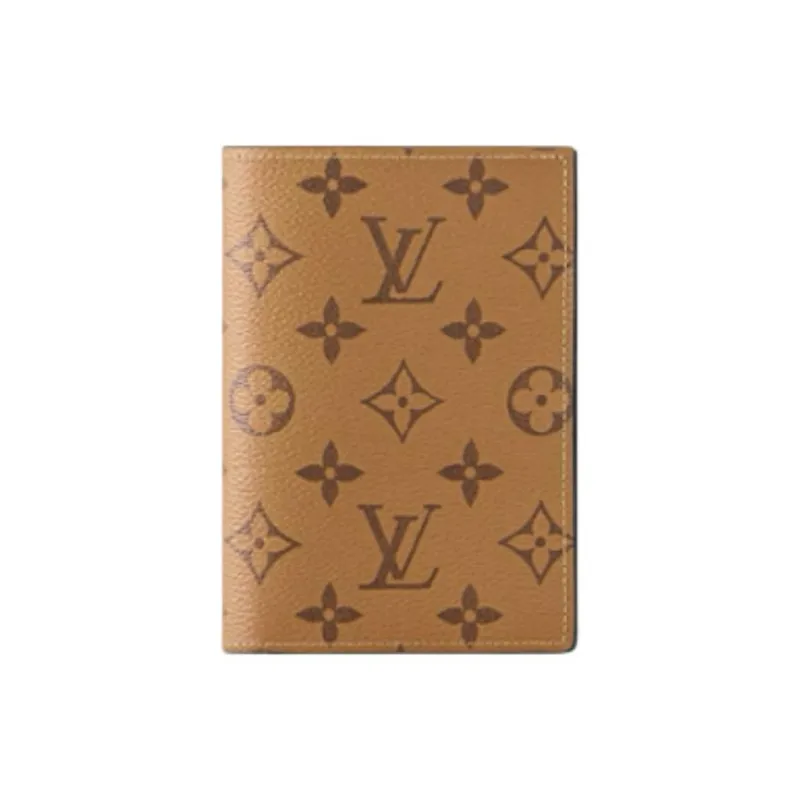 LOUIS VUITTON MONOGRAM REVERSE Coated Canvas Passport Holder Unisex Khaki-0