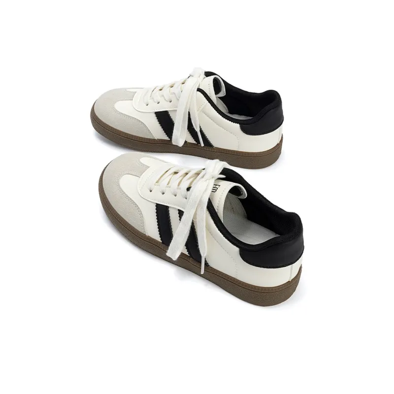 EXULL Q Low Top Skateboard Shoes Women's Beige Black-3