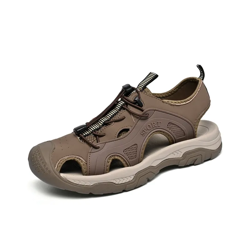 AIPSEN Anti Slip Wear Resistant River Trekking Shoes Men's Brown-1