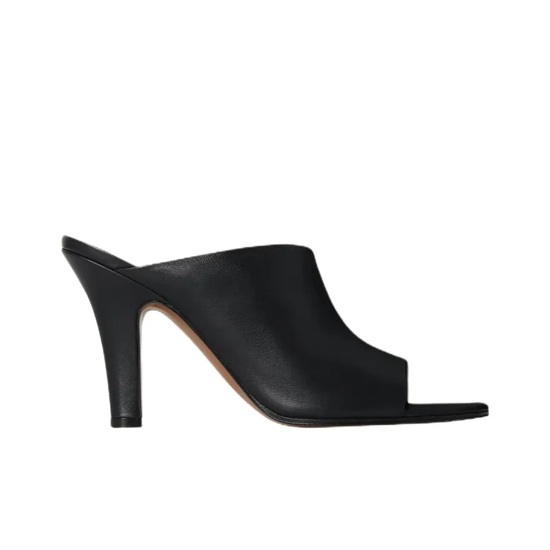 THE ROW Slide Slippers 9cm Women's Black-1