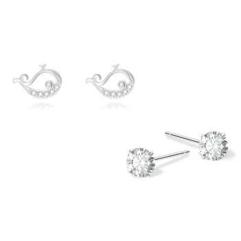 KUMET Sterling Silver Stud Earrings Women's