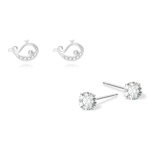 KUMET Sterling Silver Stud Earrings Women's