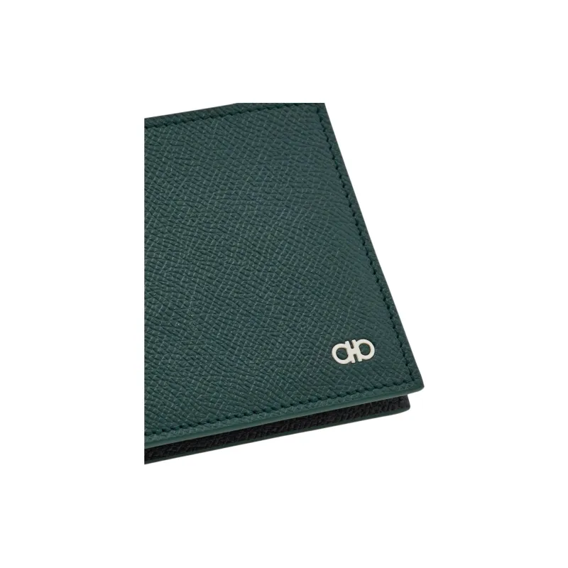 FERRAGAMO GANCINI Cow Leather Wallet Men's Moss Green-4