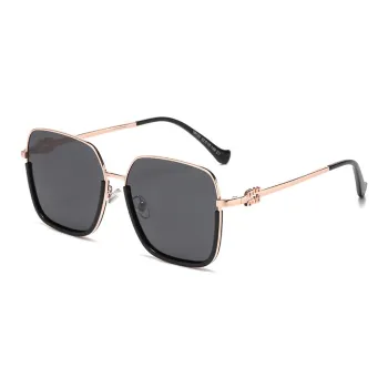 PRETTYALLUSION PC Metal Square Sunglasses Women's