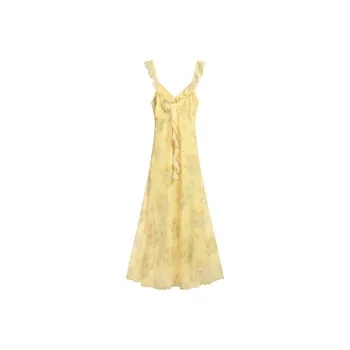 AHDO Slip Dresses Women's Yellow