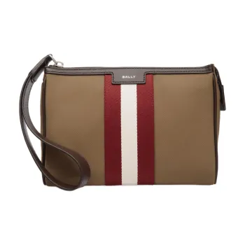 BALLY Code Nylon Clutch Men's Camel