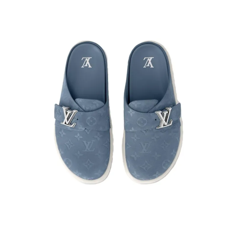 LOUIS VUITTON Easy Closed Toe Slippers Men's Blue-3
