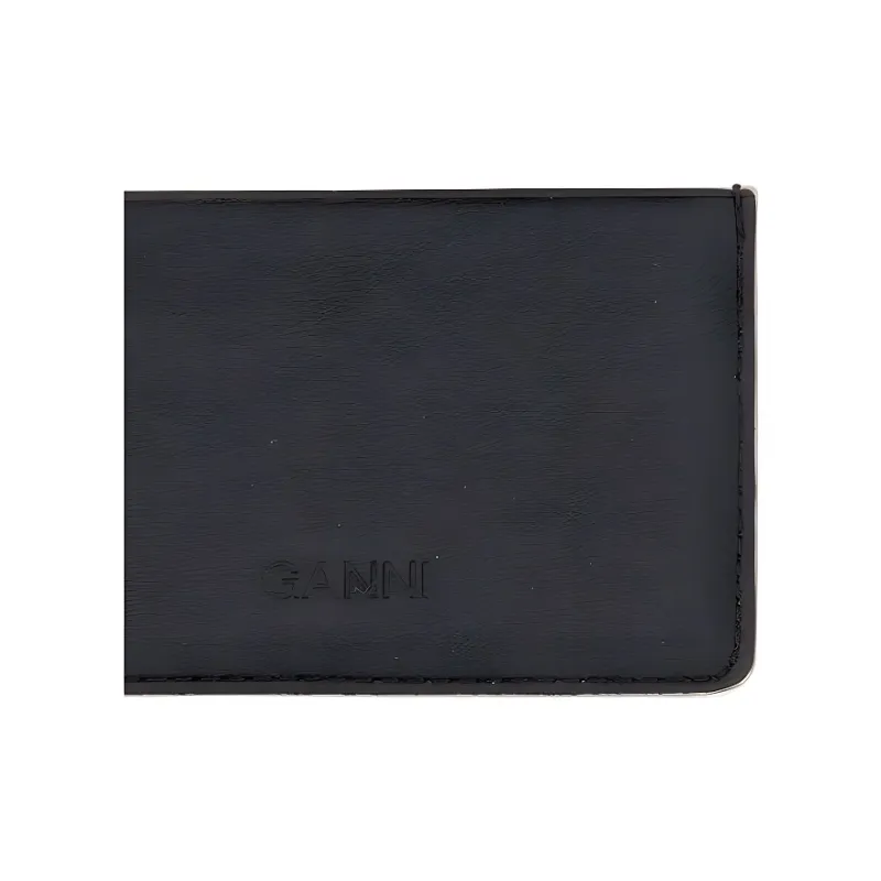 GANNI Leather Card Holder Women's Black-4